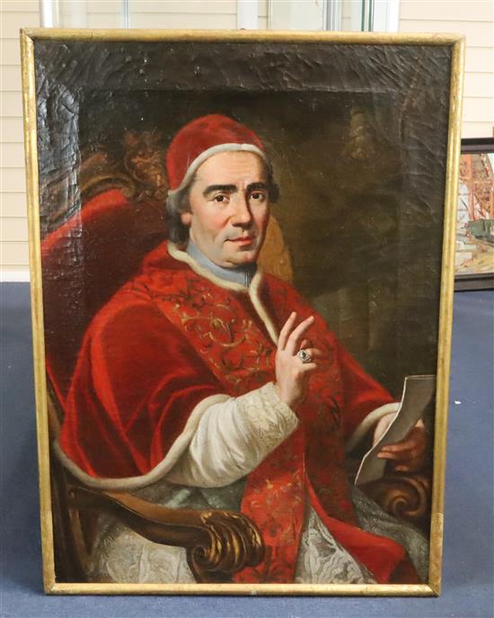 18th Century Italian School Portrait of Pope Clemente XIV 37.5 x 27in.